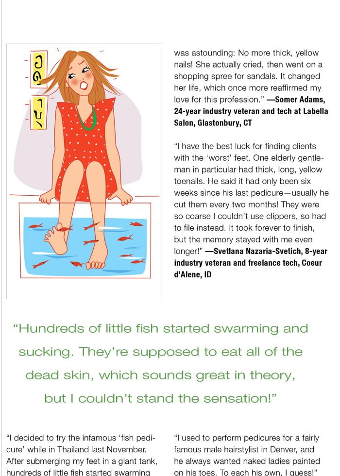 illustration pour le magazine de beauté Nailpro dessin éditorial pédicure