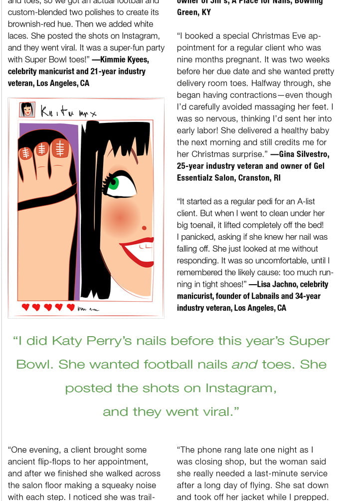 illustration nail art de Katy Perry pour le magazine de beauté Nailpro dessin éditorial katy perry