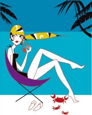 woman beach graphic