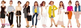 female characters fashion sketches