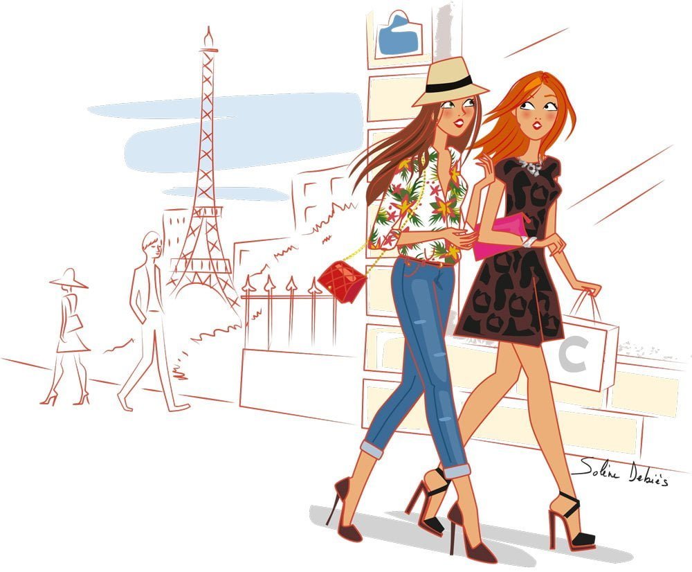 2 Parisian Women in Paris by Solene Debies, Fashion Illustrator