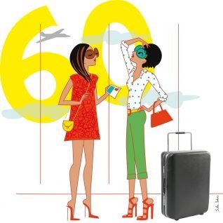 illustrateur personnages femmes aéroport