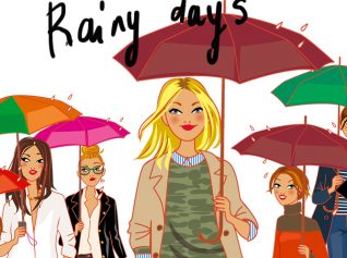 illustrateur Paris: femmes aux parapluies