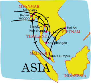 carte illustrée voyage Asie