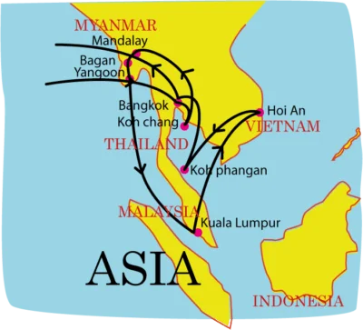 carte illustrée voyage Asie