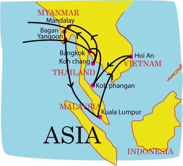 carte illustrée voyage Asie