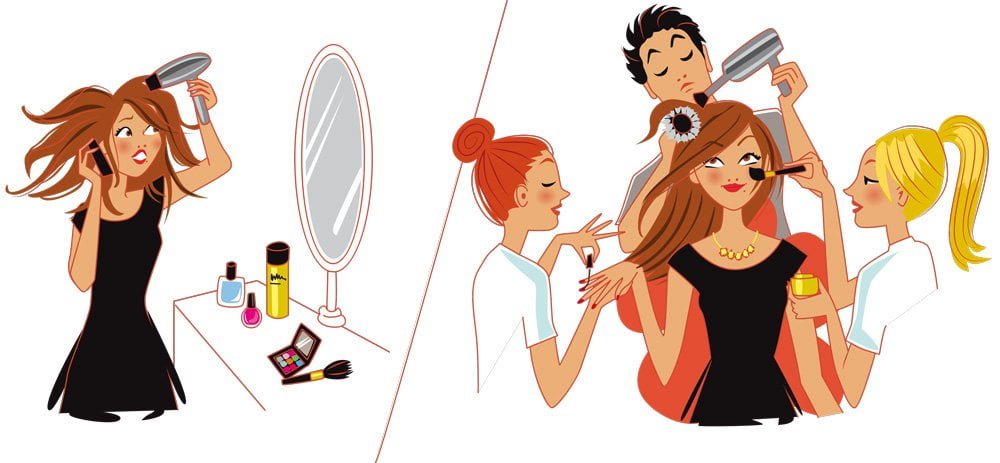 dessin femme mise en beauté