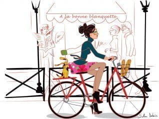 woman bike Paris street