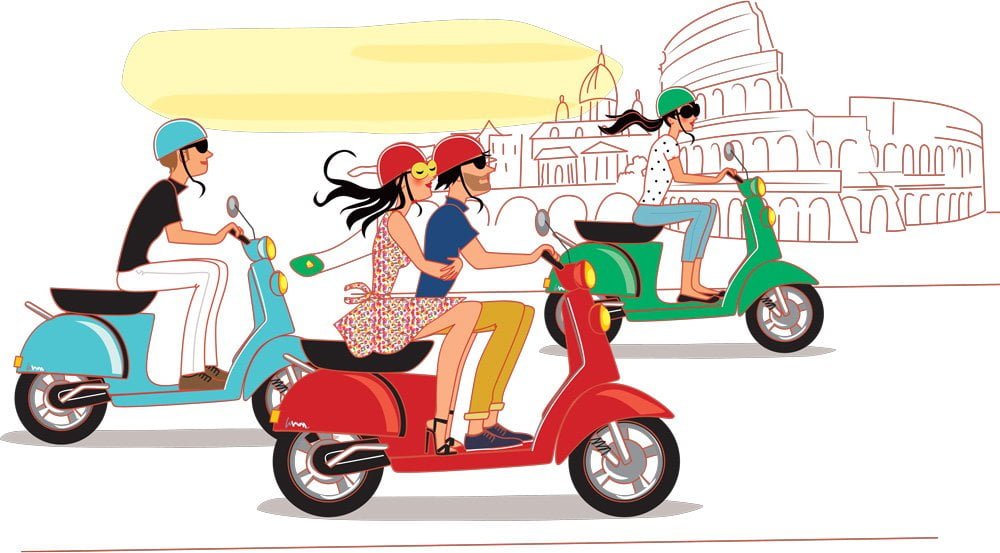 scooter Rome touristes