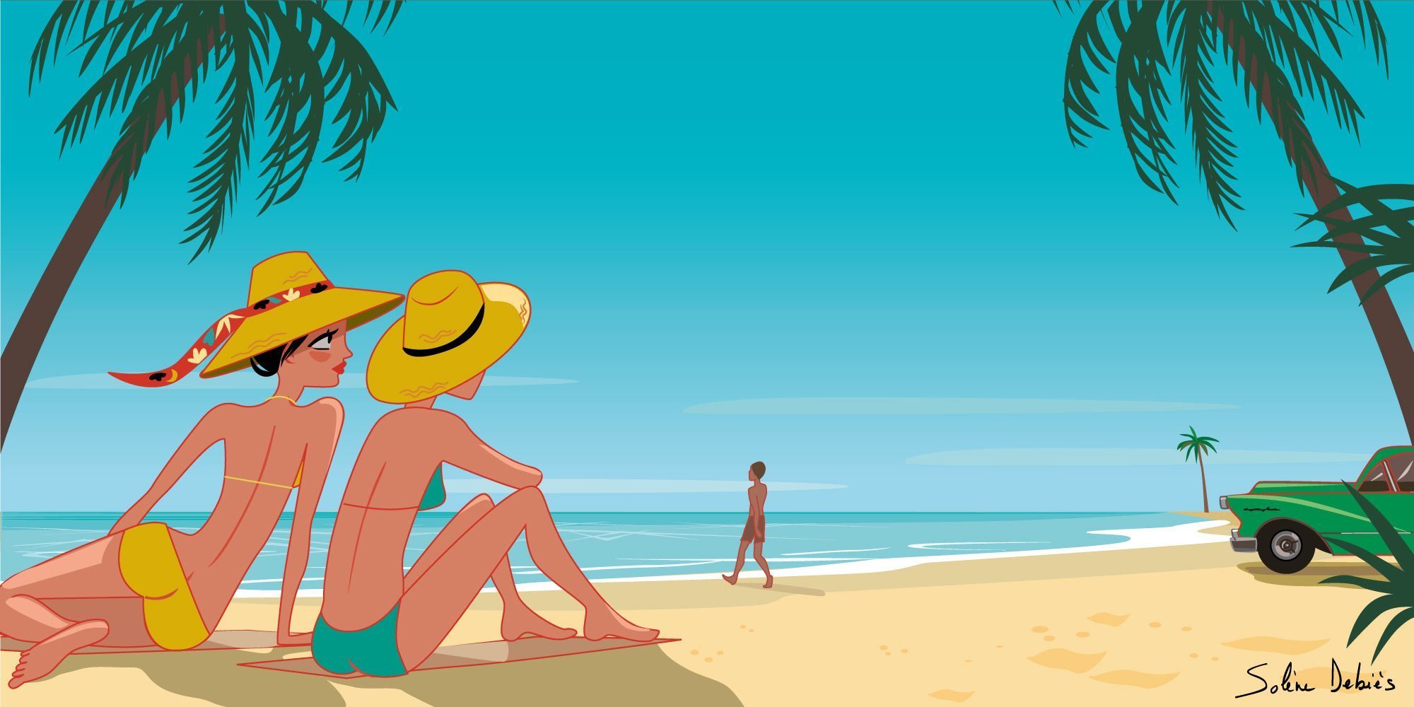 illustrateur affiche tourisme plage