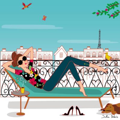 parisian woman paris roofs