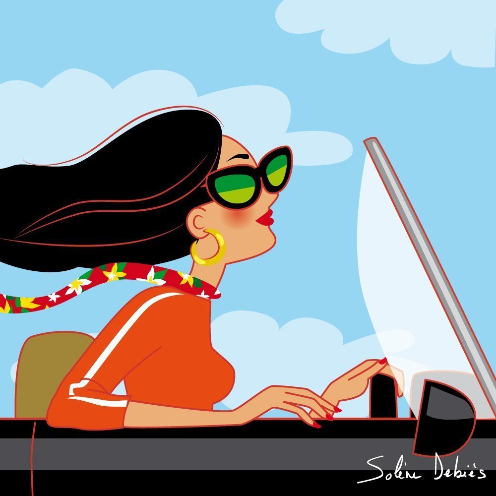 femme voiture graphique