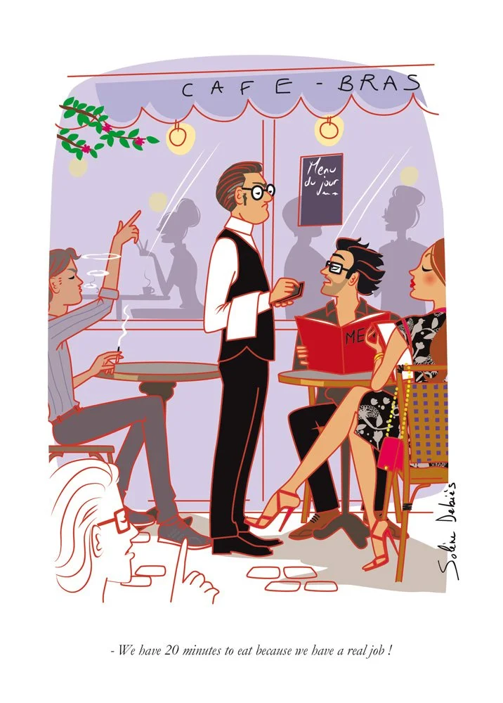 cartoon parisian restaurant