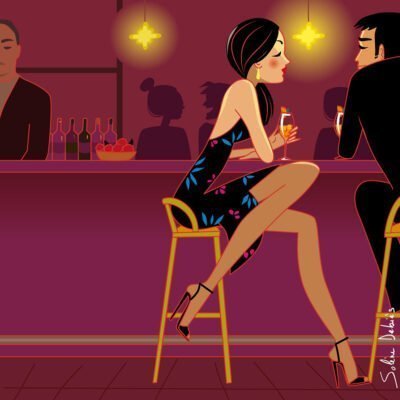 ambiance intérieur bar lumière couple