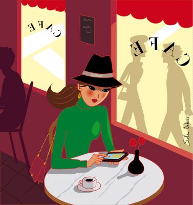 woman coffee interior