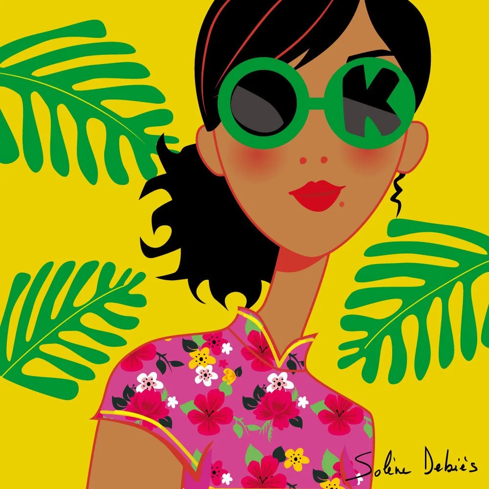 a graphic woman face, by french illustrator Solène Debiès