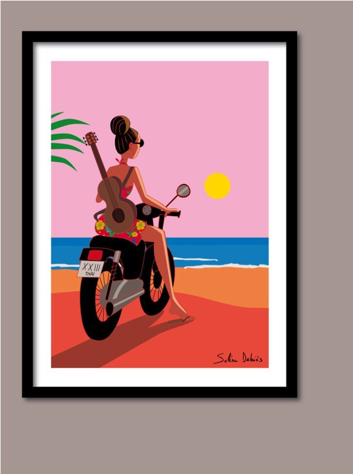 poster femme moto