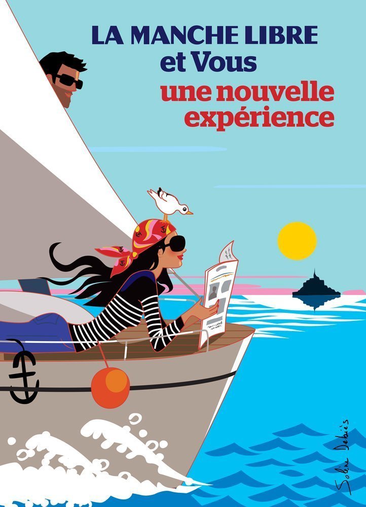 affiche femme bateau mer Normandie