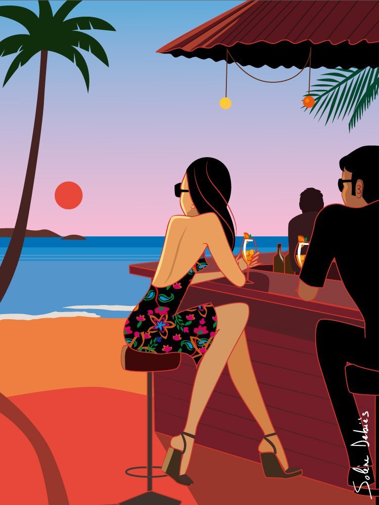 couple holidays beach bar