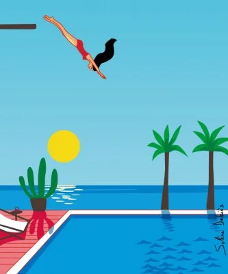 Piscine luxe paysage femme