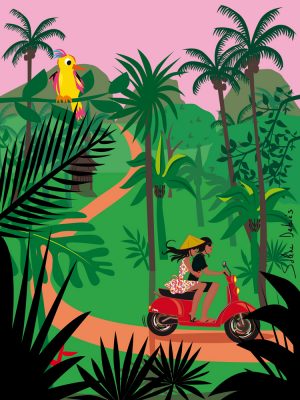 illustration vacances voyage jungle couple