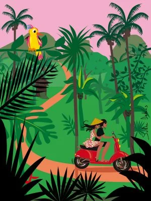 illustration vacances voyage jungle couple