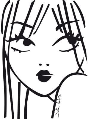 visage femme trait