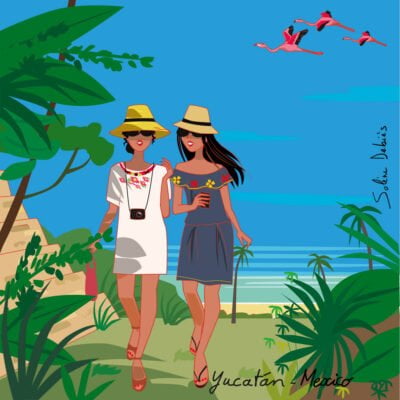 traveling women illustration