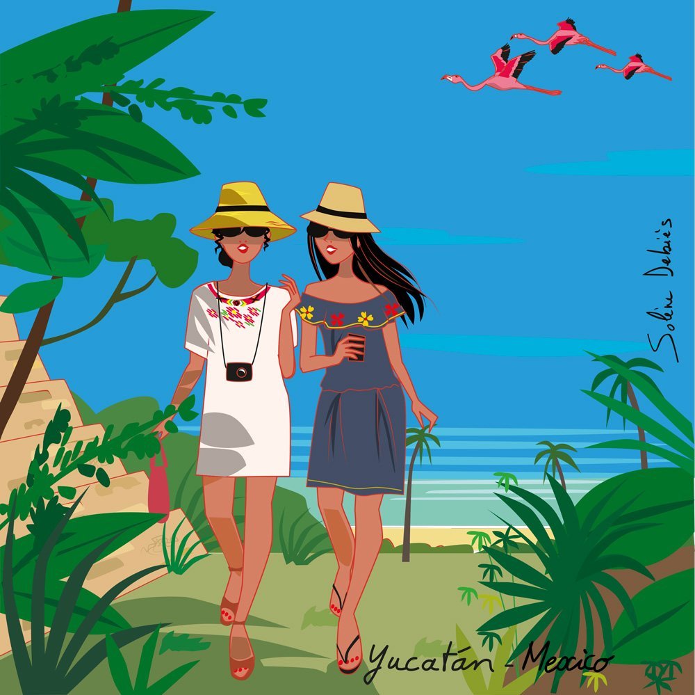 traveling women illustration