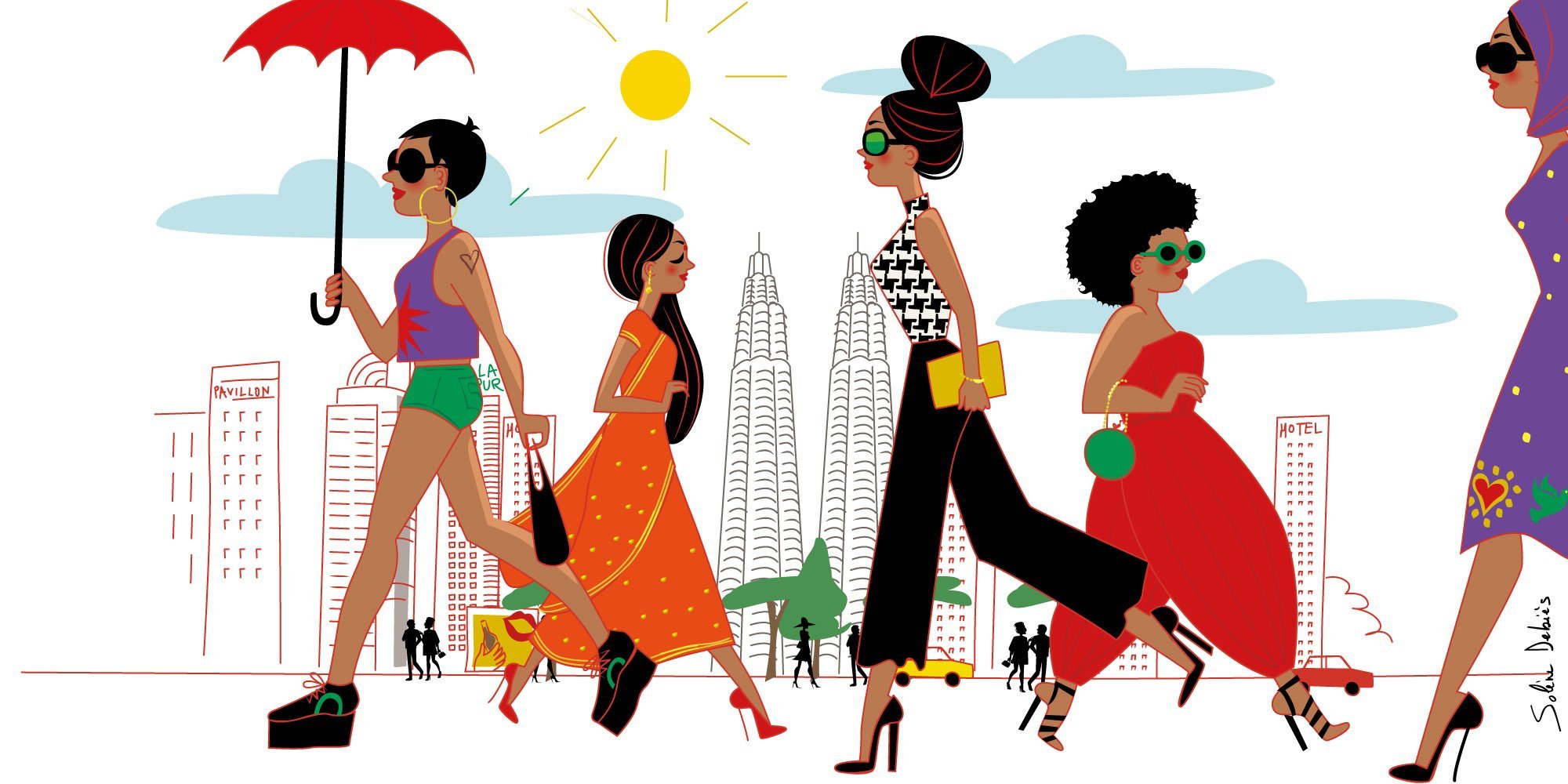 illustration femmes monde ville