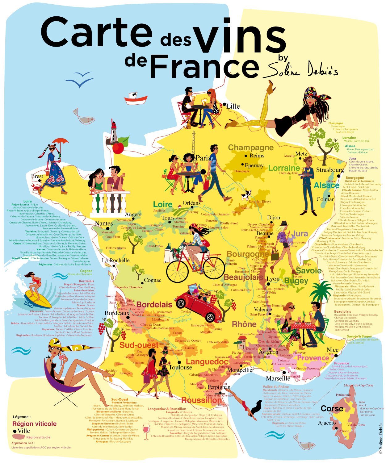 Carte Des Vins De France Grand Format Affiche carte des vins de France par Solène Debiès
