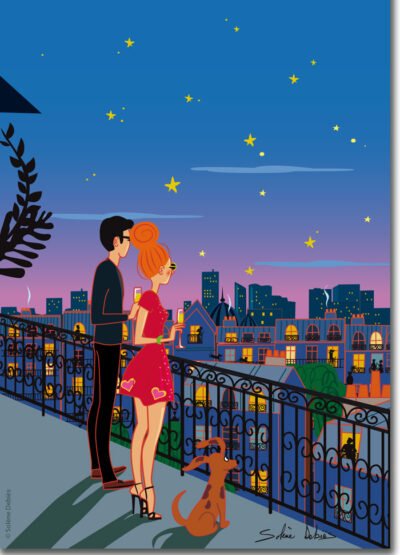 poster amour couple ville Paris