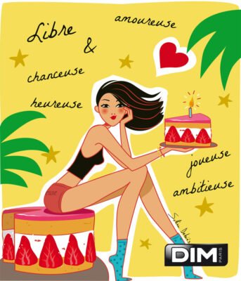 Illustration Packagings Pockets 30 ans femme sur gâteau anniversaire