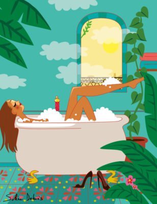 illustration femme dans son bain 
