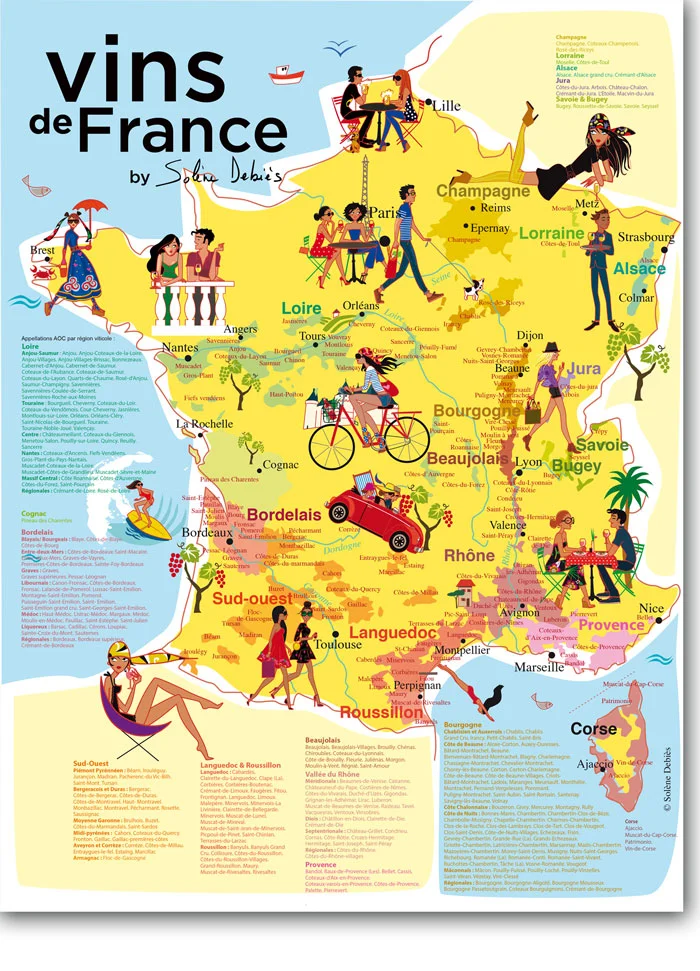 affiche carte vin France