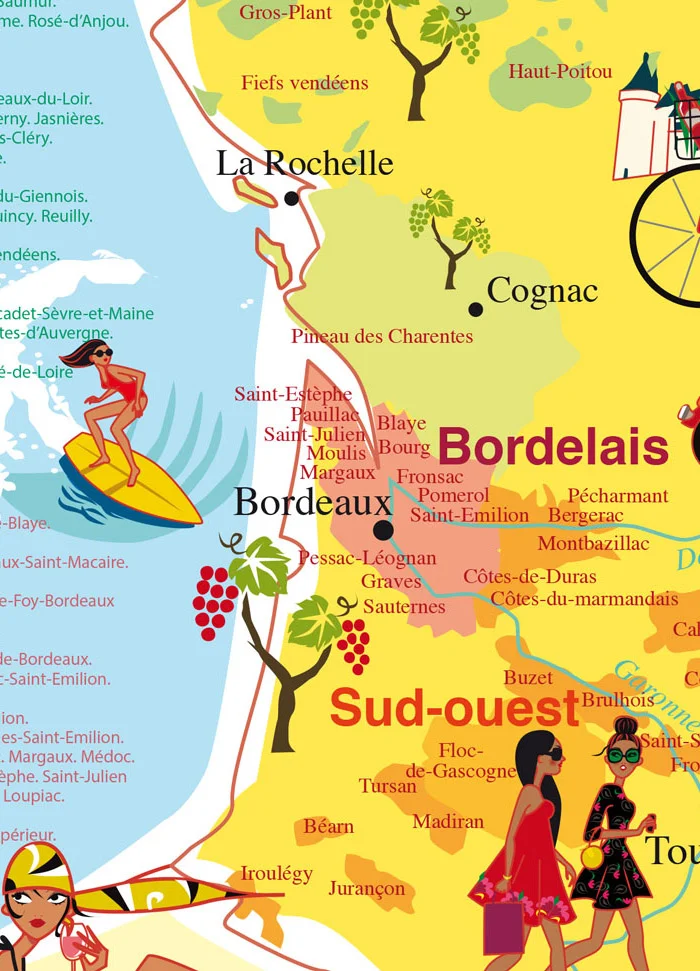 détail carte vignoble bordelais