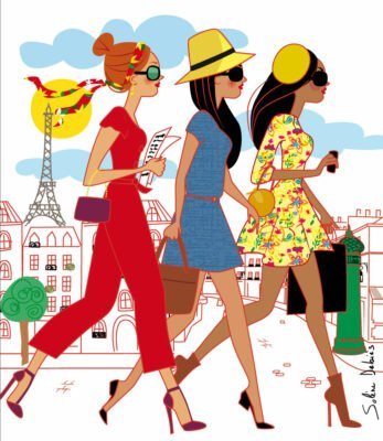 illustration de 3 femmes qui marchent dans Paris