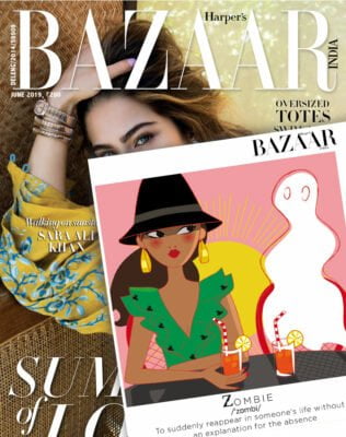 Illustration pour Harper's Bazaar India : Modern Love, femme avec fantôme
