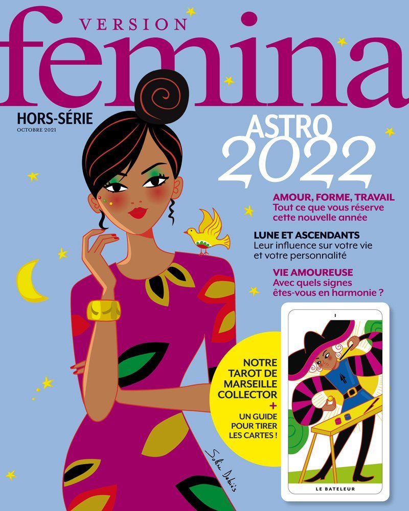 graphic woman illustration for horoscope magazine Version Femina