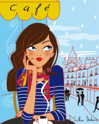 Blue monday illustration pluie café