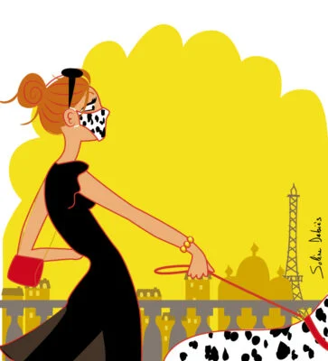 femme masquée assortie à dalmatien
