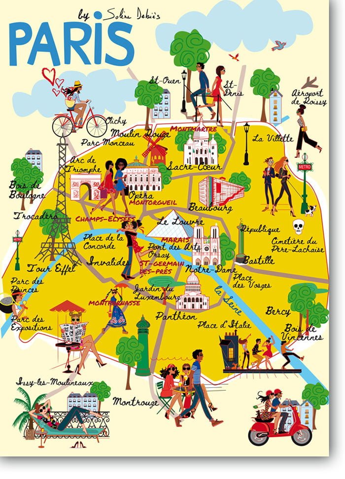 Poster carte Paris illustration