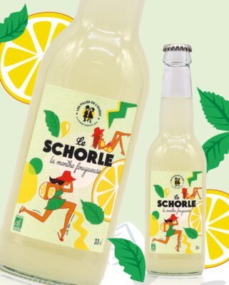 design illustré de la nouvelle étiquette de boisson "Le Schorle"