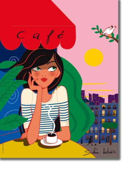 poster Paris femme café