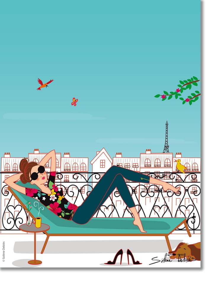affiche parisienne avec les toits de Paris