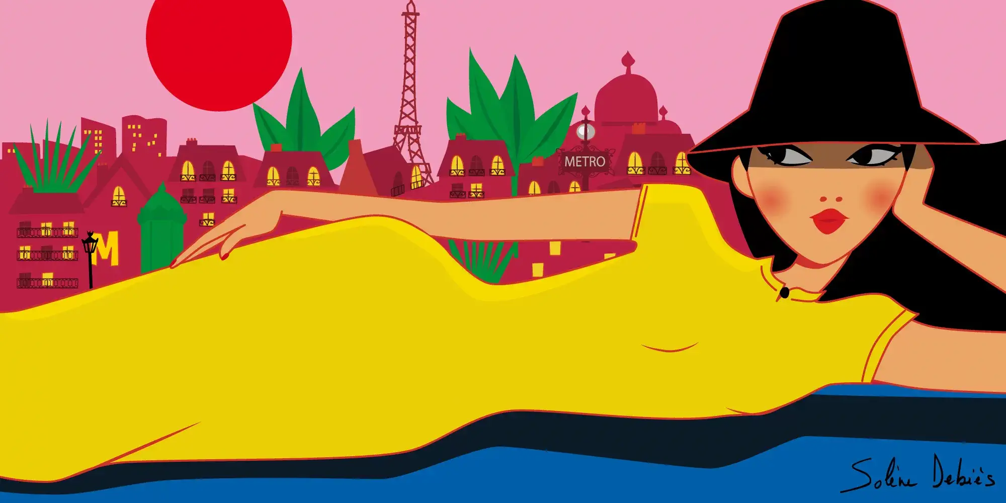illustration Paris-fille-allongee