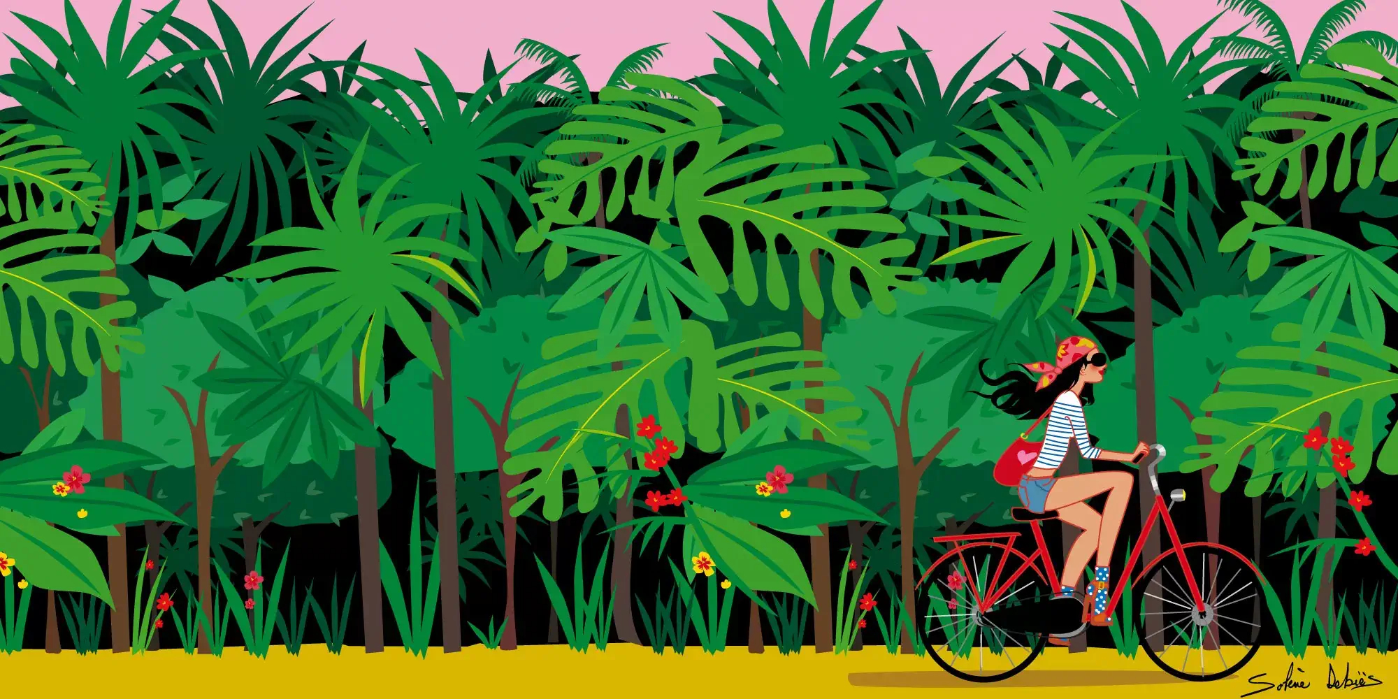illustration carroussel-femme-velo-illustration