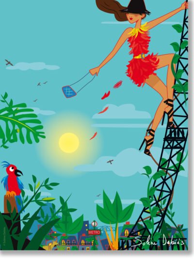 Poster de Paris avec la tour Eiffel et de la nature