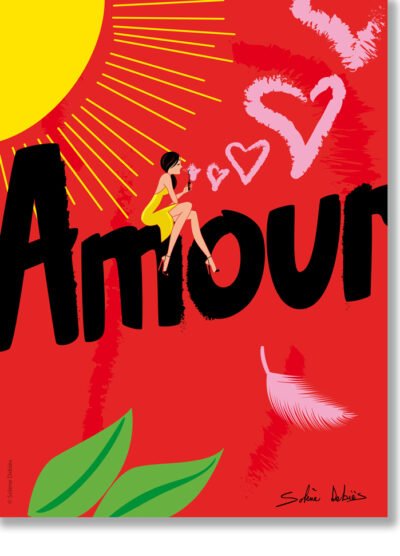 affiche graphique rouge sur l'amour