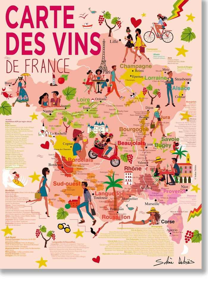 Tous les vins de France sur une carte